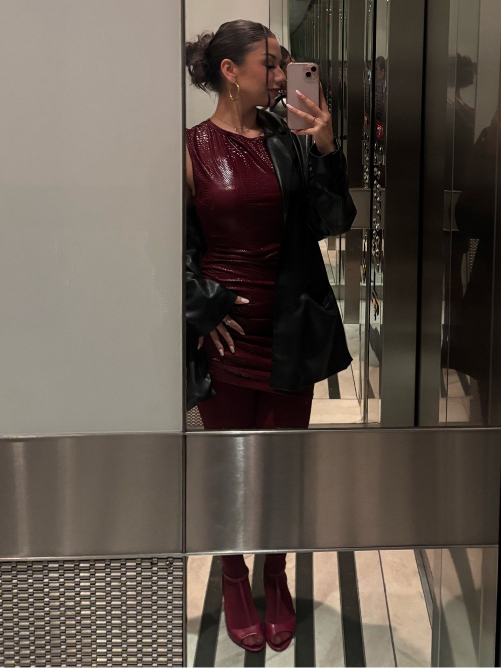Alligator Maroon Cocktail Dress